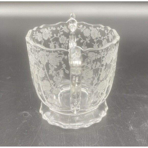 VTG Cambridge Rose Point Etched Creamer & Open Sugar Bowl Elegant Set - Picture 5 of 13